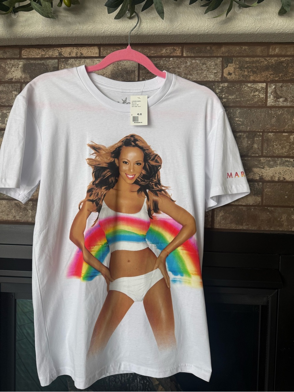 Vintage Style Mariah Carey Rainbow Graphic Tee | White | Size Small